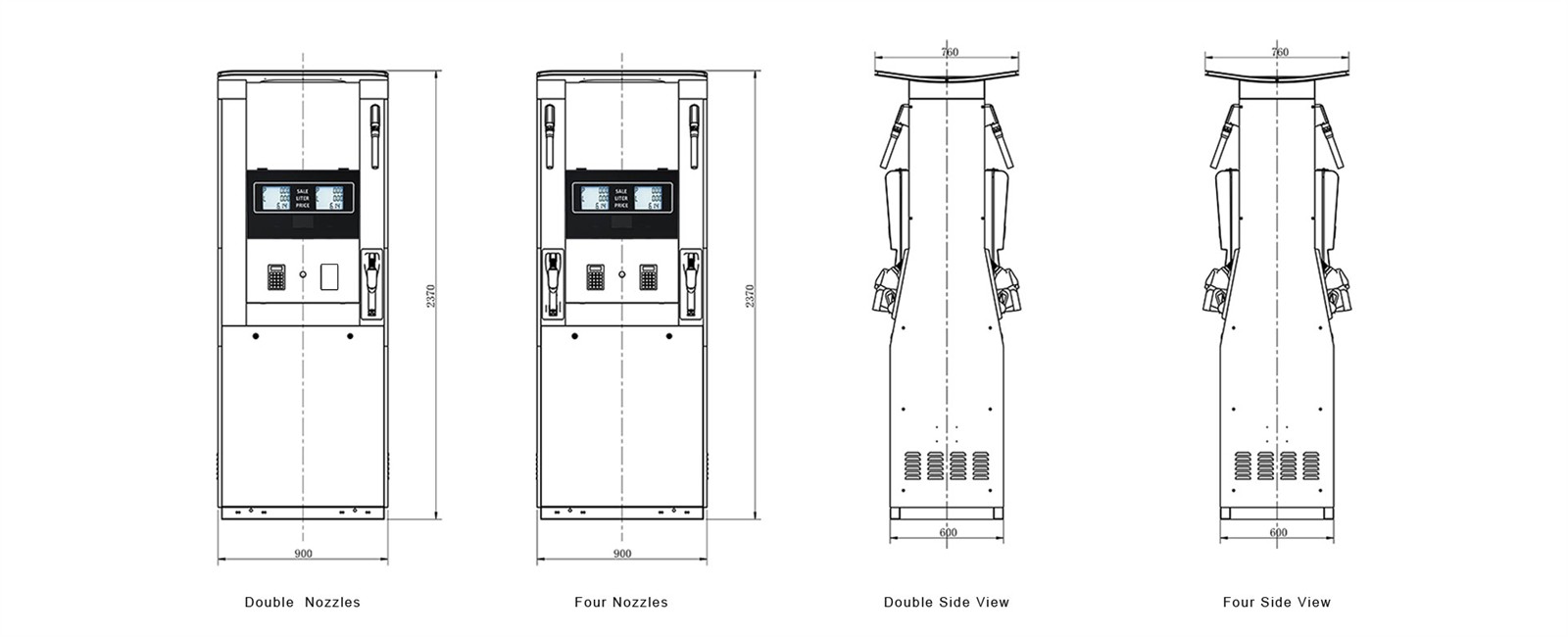 fuel dispenser size